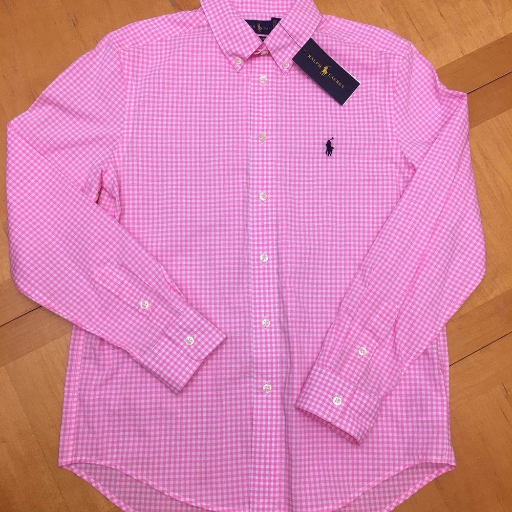 NWT Boys Ralph Lauren Checked Dress Shirt L 14/16